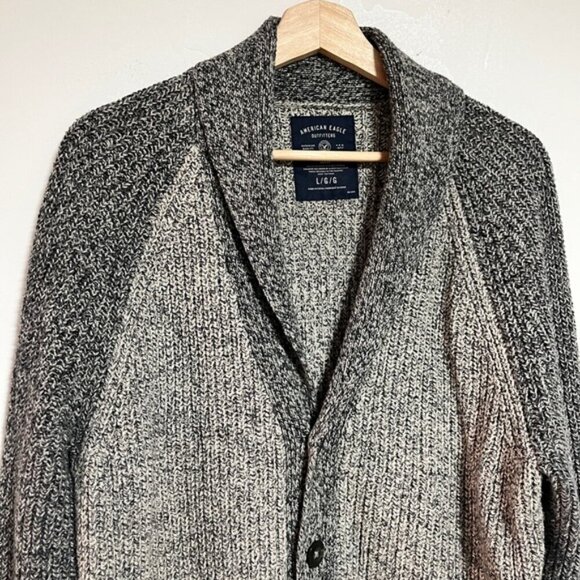 American Eagle Shawl Collar Knit Cardigan – Grey & Black – Size L - Picture 5 of 13